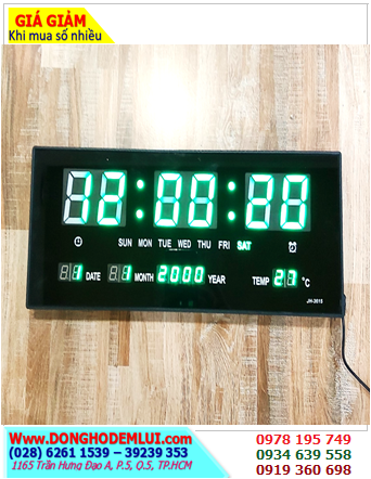 LED JH-3615 LED Number Clock / Đồng hồ treo tường LỊCH VẠN NIÊN và hiển thị Nhiệt độ |36cmx15cmx3cm| số LED XANH LÁ /B.hành 6tháng
